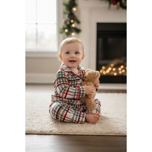 Cozy Kids Plaid Pajama Set - Red,‎ Green, and White